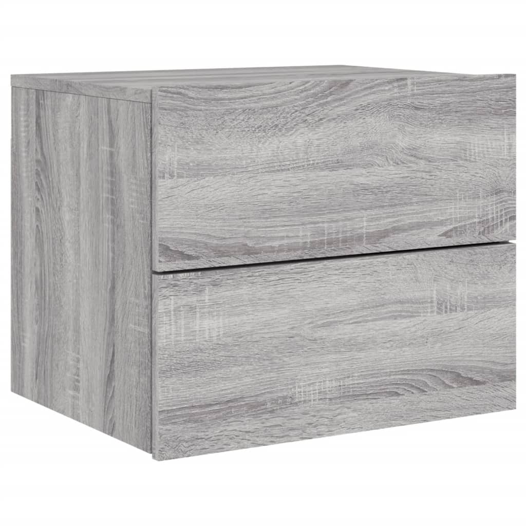 Wall-mounted Bedside Cabinet with LED Lights Grey Sonoma