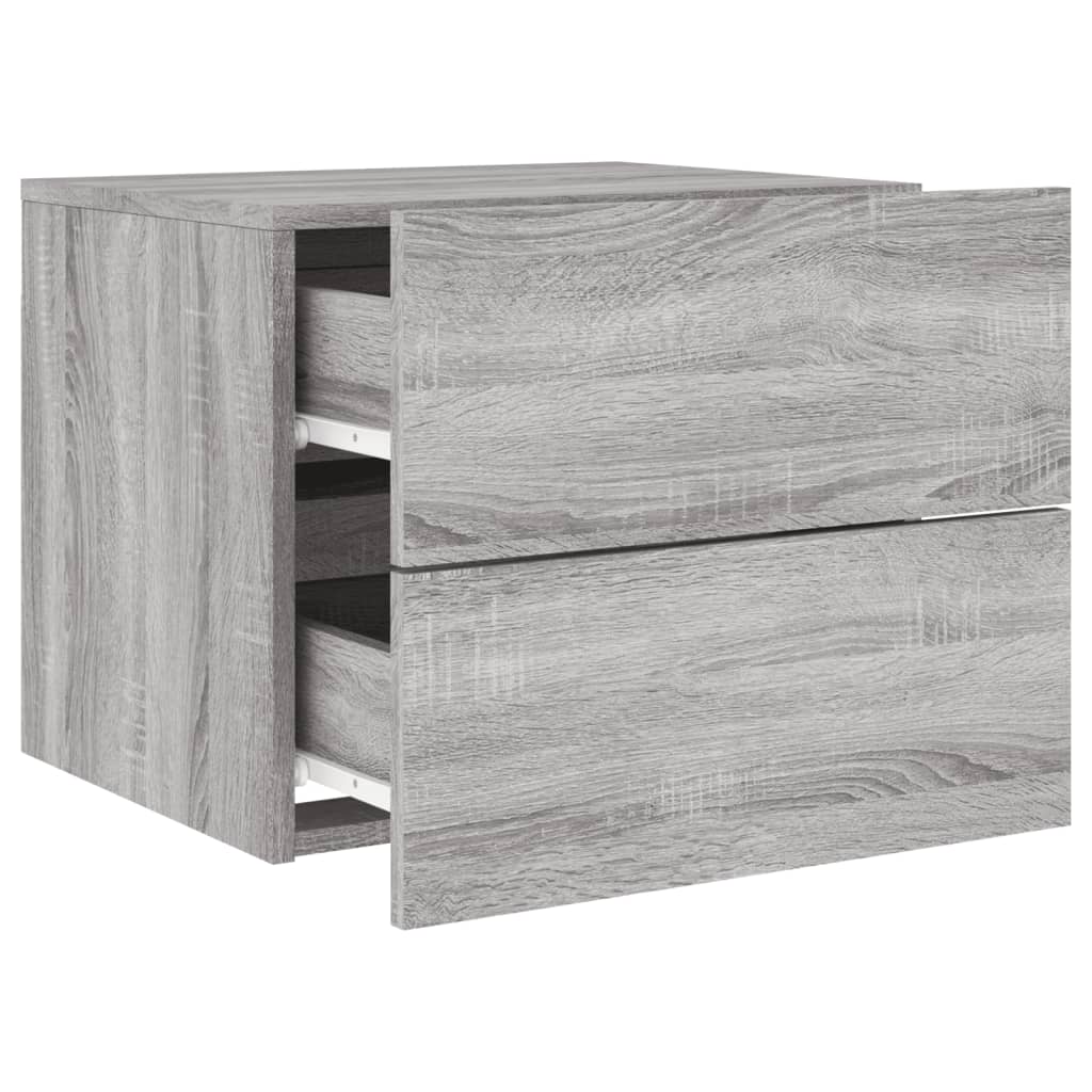 Wall-mounted Bedside Cabinets with LED Lights 2 pcs Grey Sonoma