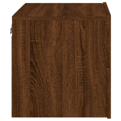 Wall-mounted Bedside Cabinets with LED Lights 2 pcs Brown Oak