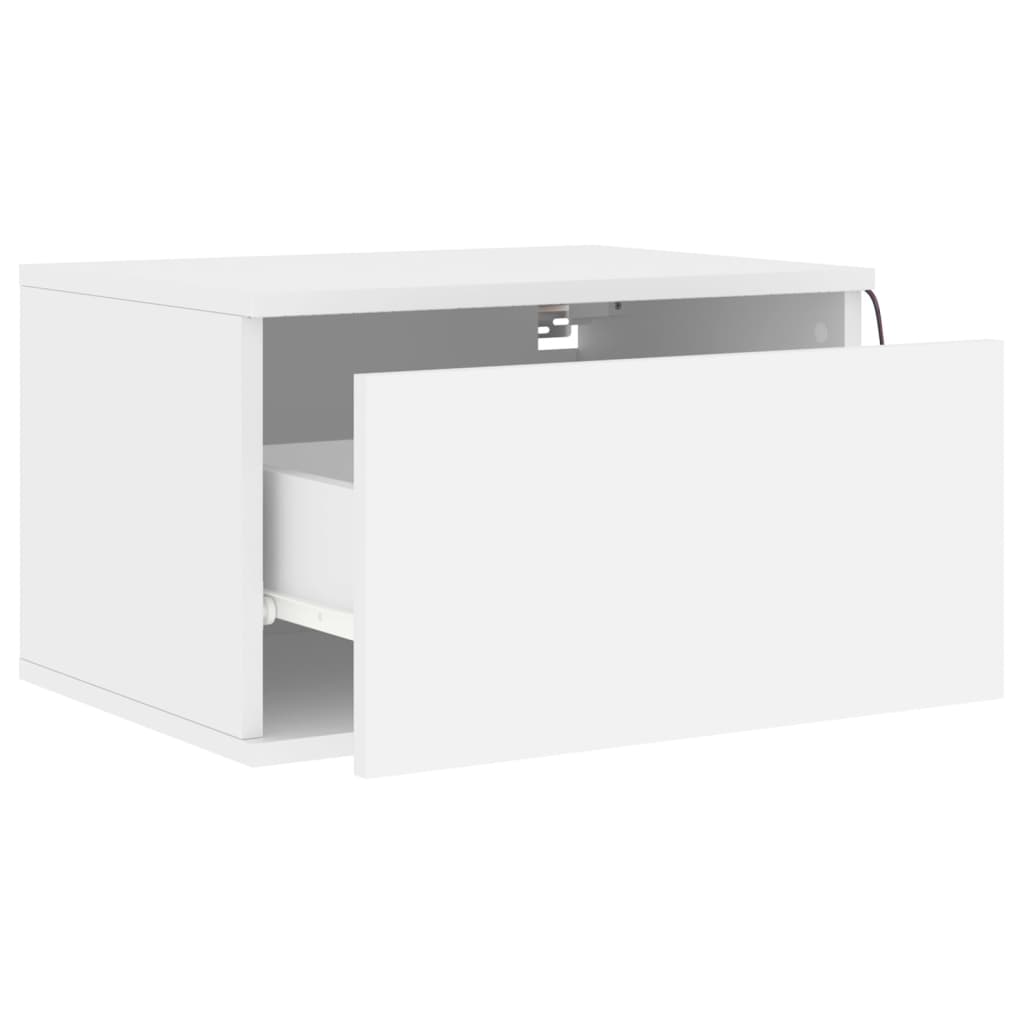 Wall-mounted Bedside Cabinets with LED Lights 2 pcs White