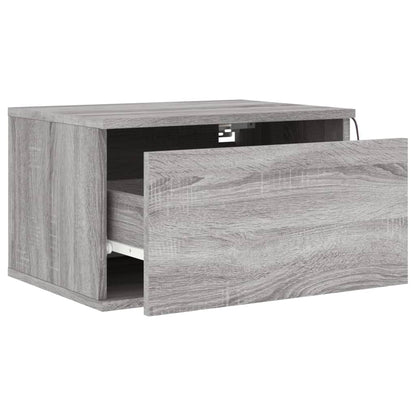 Wall-mounted Bedside Cabinet with LED Lights Grey Sonoma