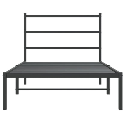 Metal Bed Frame with Headboard Black 100x190 cm