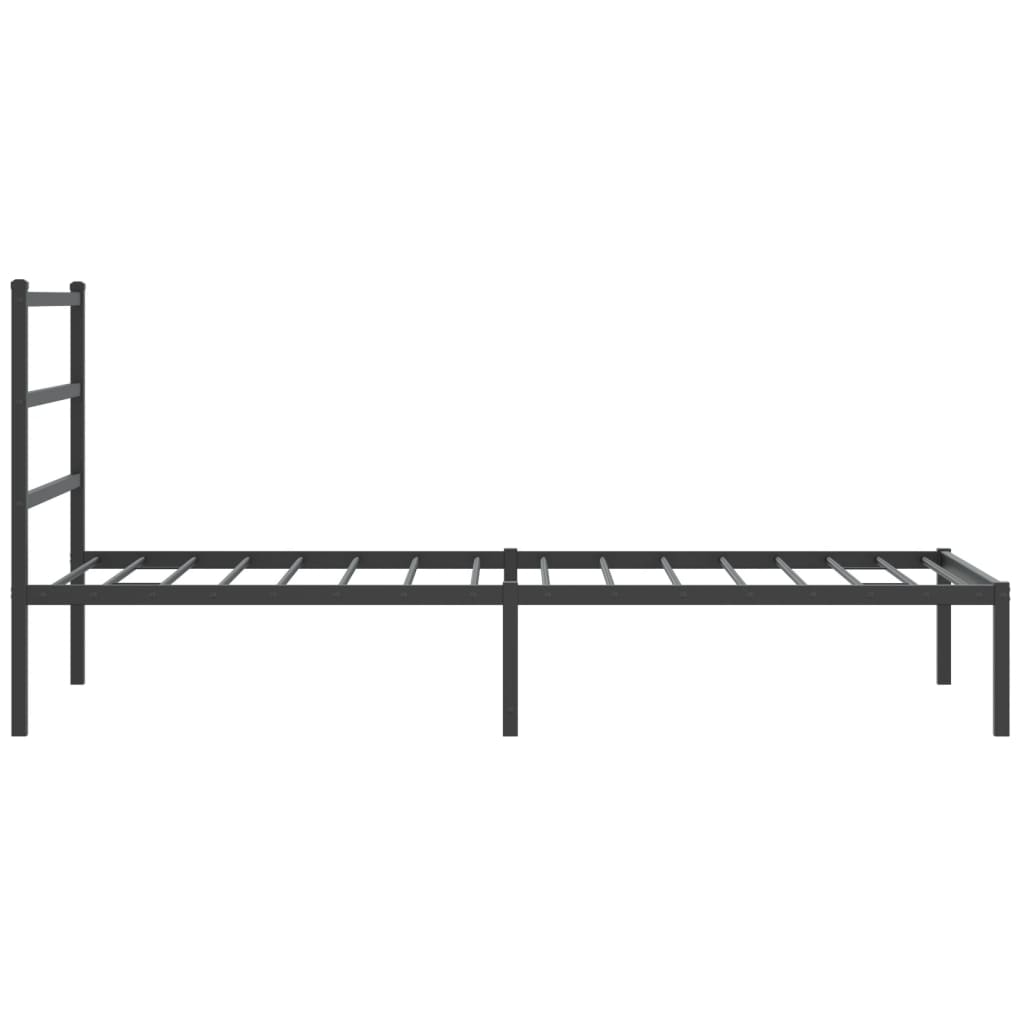 Metal Bed Frame with Headboard Black 107x203 cm
