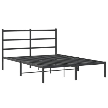 Metal Bed Frame with Headboard Black 135x190 cm Double