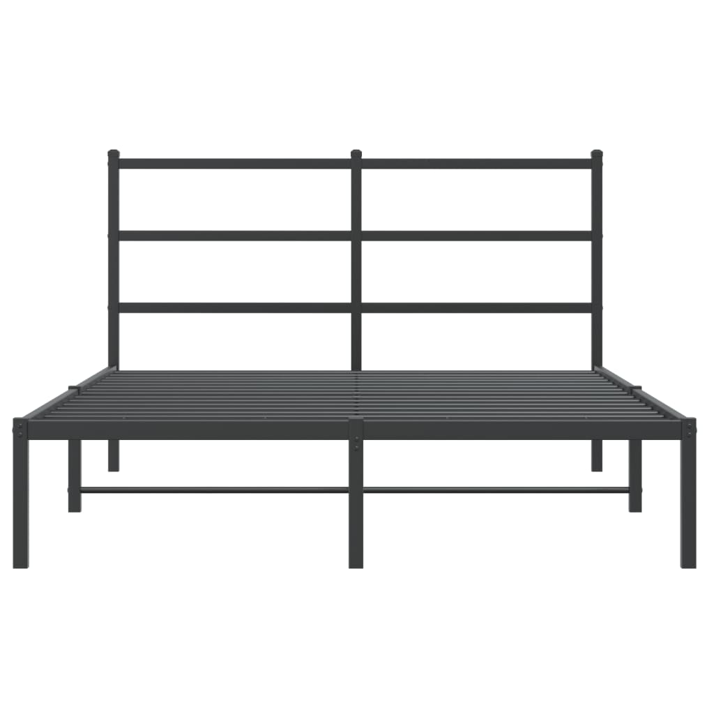 Metal Bed Frame with Headboard Black 135x190 cm Double