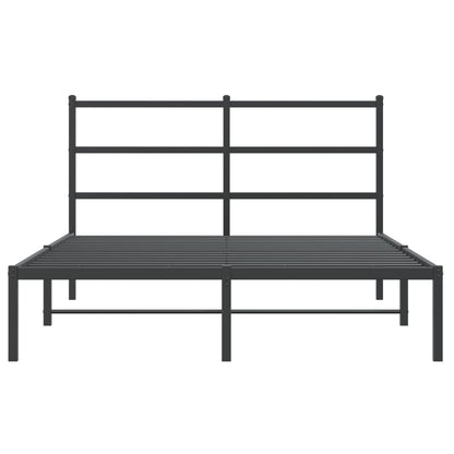 Metal Bed Frame with Headboard Black 135x190 cm Double