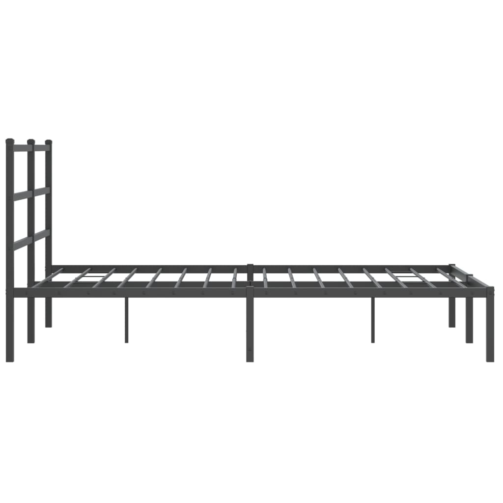 Metal Bed Frame with Headboard Black 135x190 cm Double