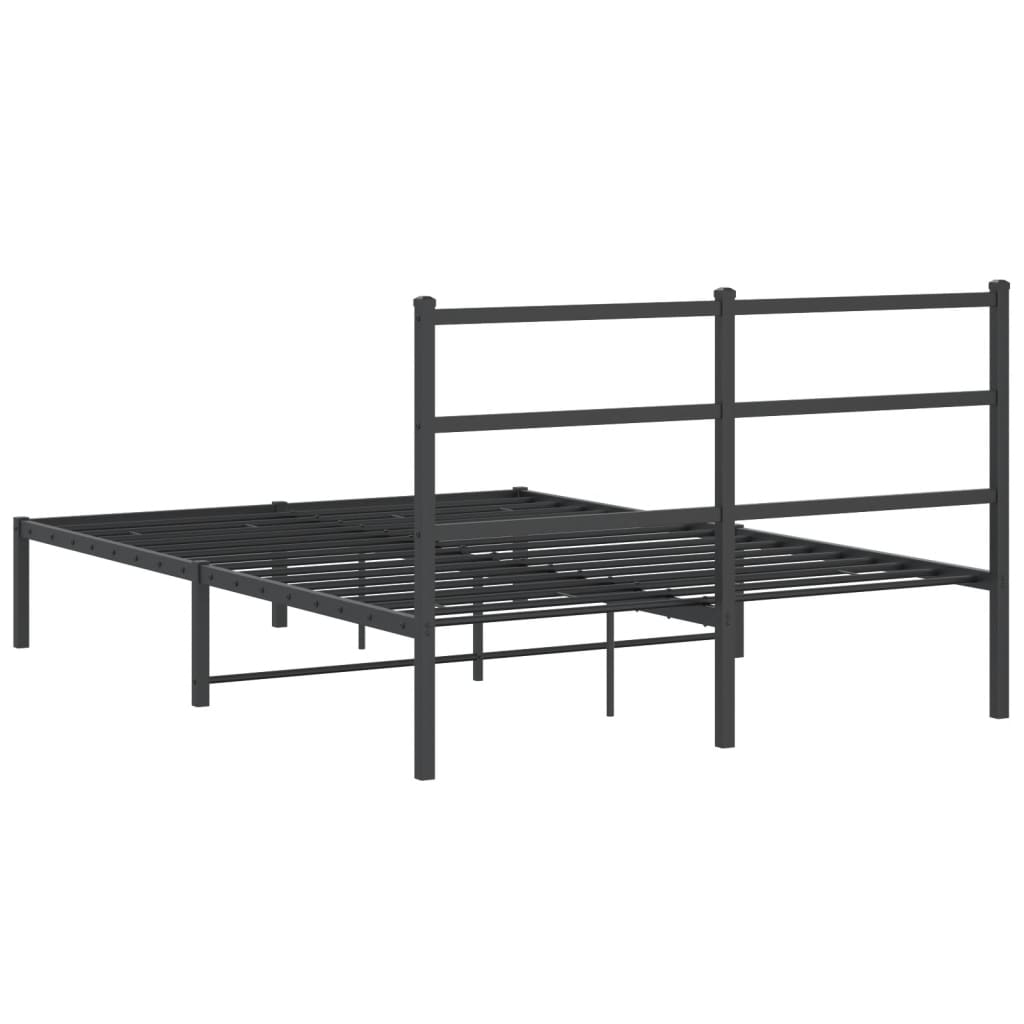 Metal Bed Frame with Headboard Black 135x190 cm Double