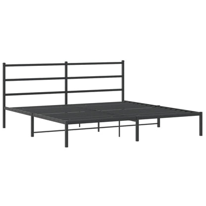 Metal Bed Frame with Headboard Black 180x200 cm Super King Size