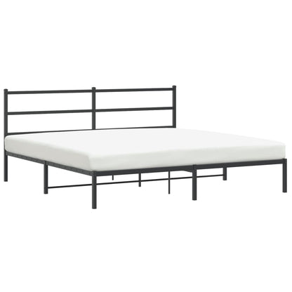 Metal Bed Frame with Headboard Black 180x200 cm Super King Size