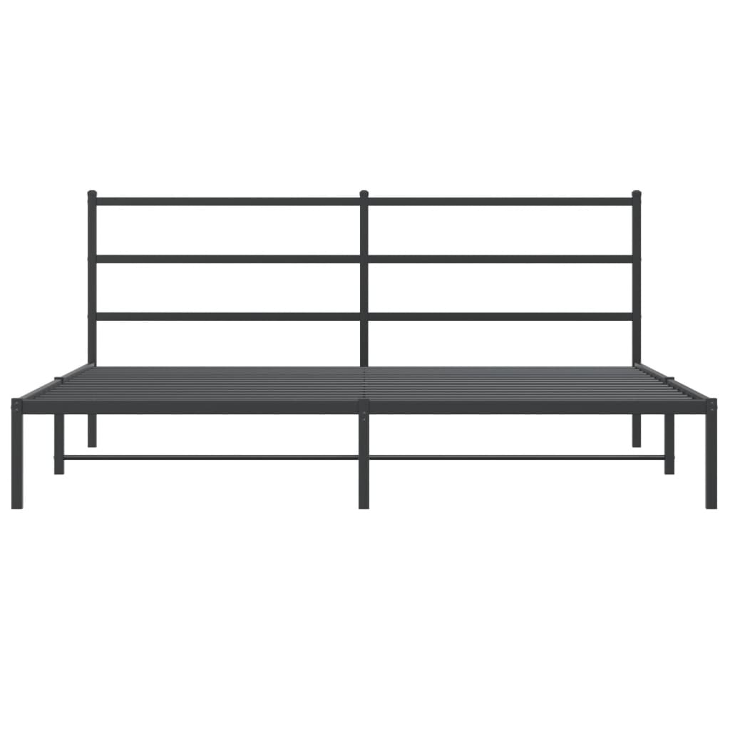 Metal Bed Frame with Headboard Black 180x200 cm Super King Size