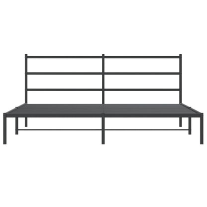 Metal Bed Frame with Headboard Black 180x200 cm Super King Size