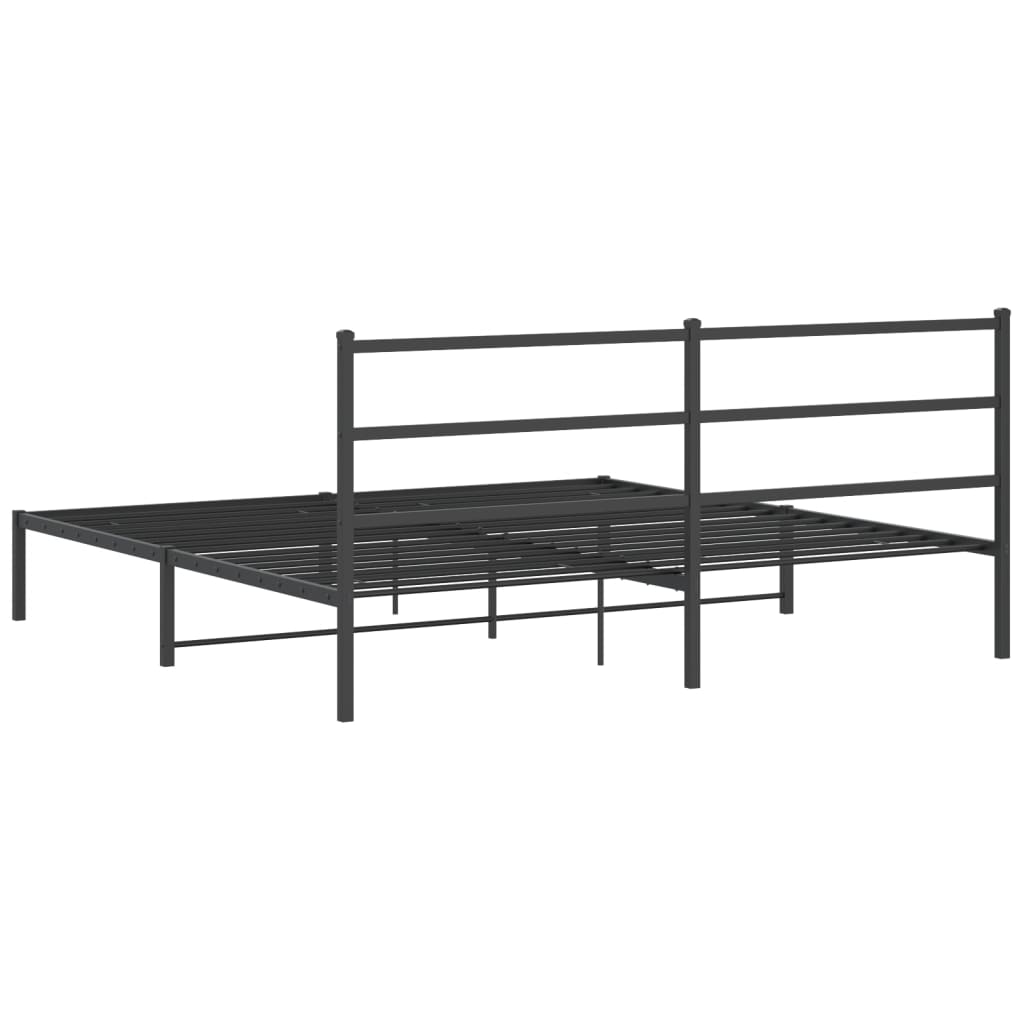 Metal Bed Frame with Headboard Black 180x200 cm Super King Size