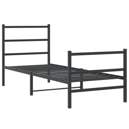 Metal Bed Frame with Headboard and Footboard Black 80x200 cm