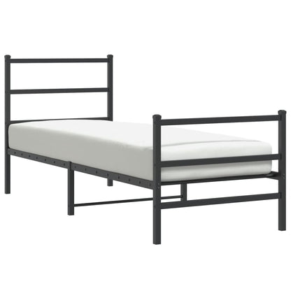 Metal Bed Frame with Headboard and Footboard Black 80x200 cm