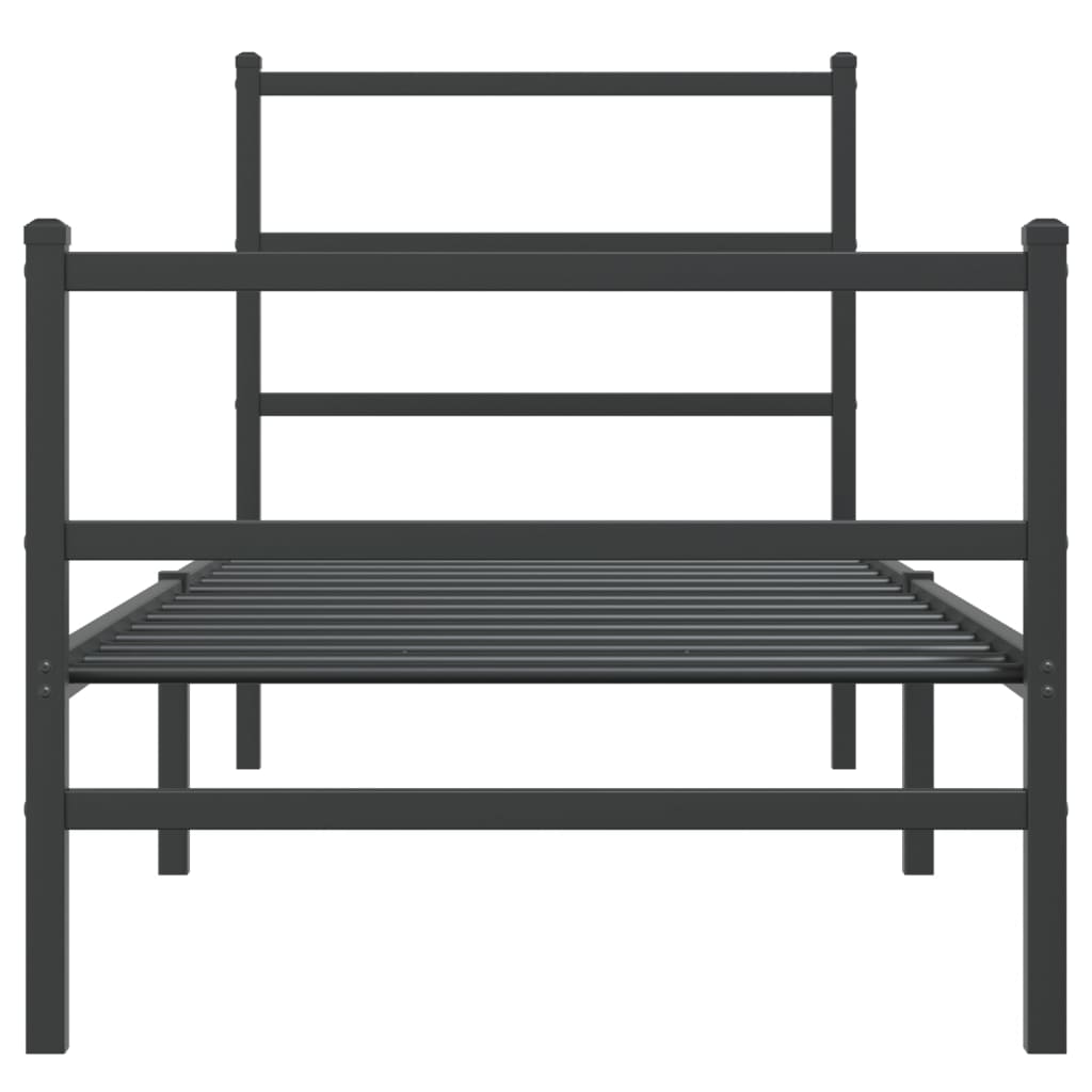 Metal Bed Frame with Headboard and Footboard Black 80x200 cm