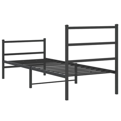 Metal Bed Frame with Headboard and Footboard Black 80x200 cm