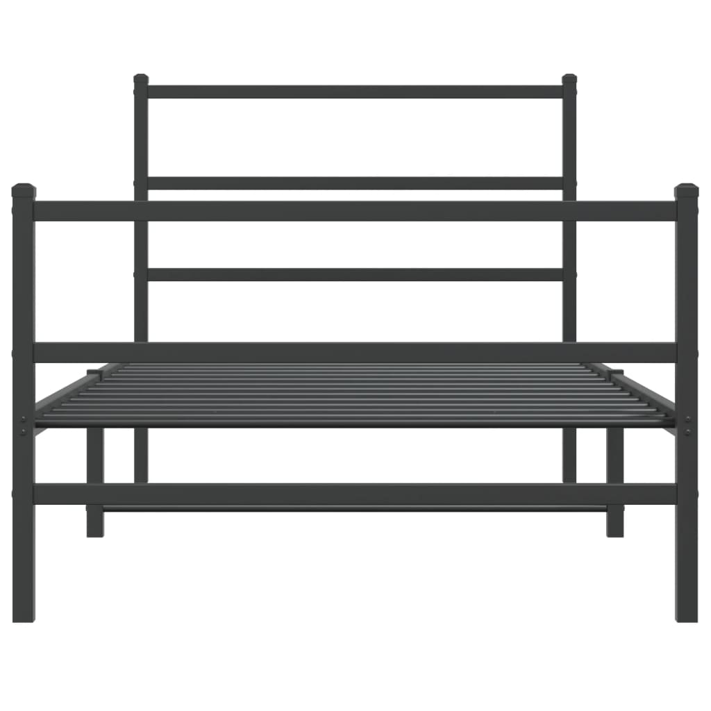 Metal Bed Frame with Headboard and Footboard Black 107x203 cm