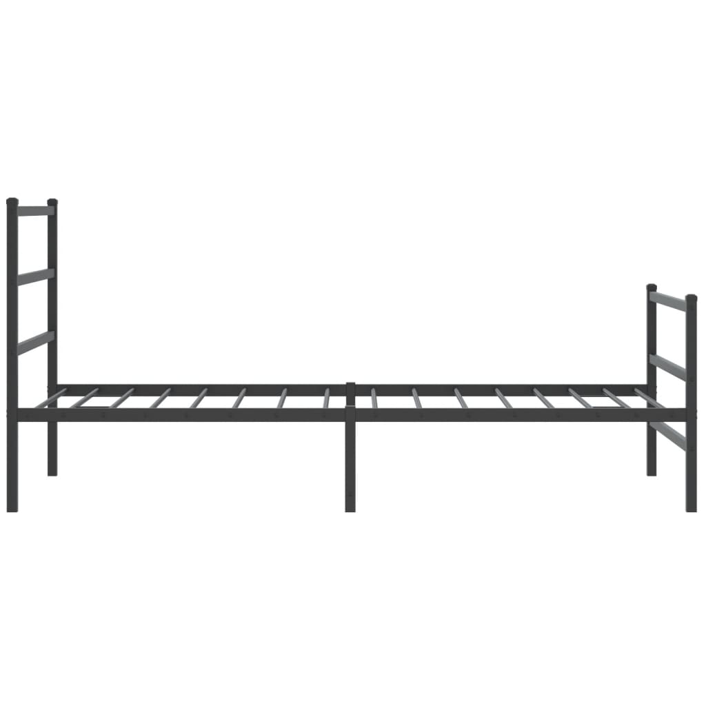 Metal Bed Frame with Headboard and Footboard Black 107x203 cm