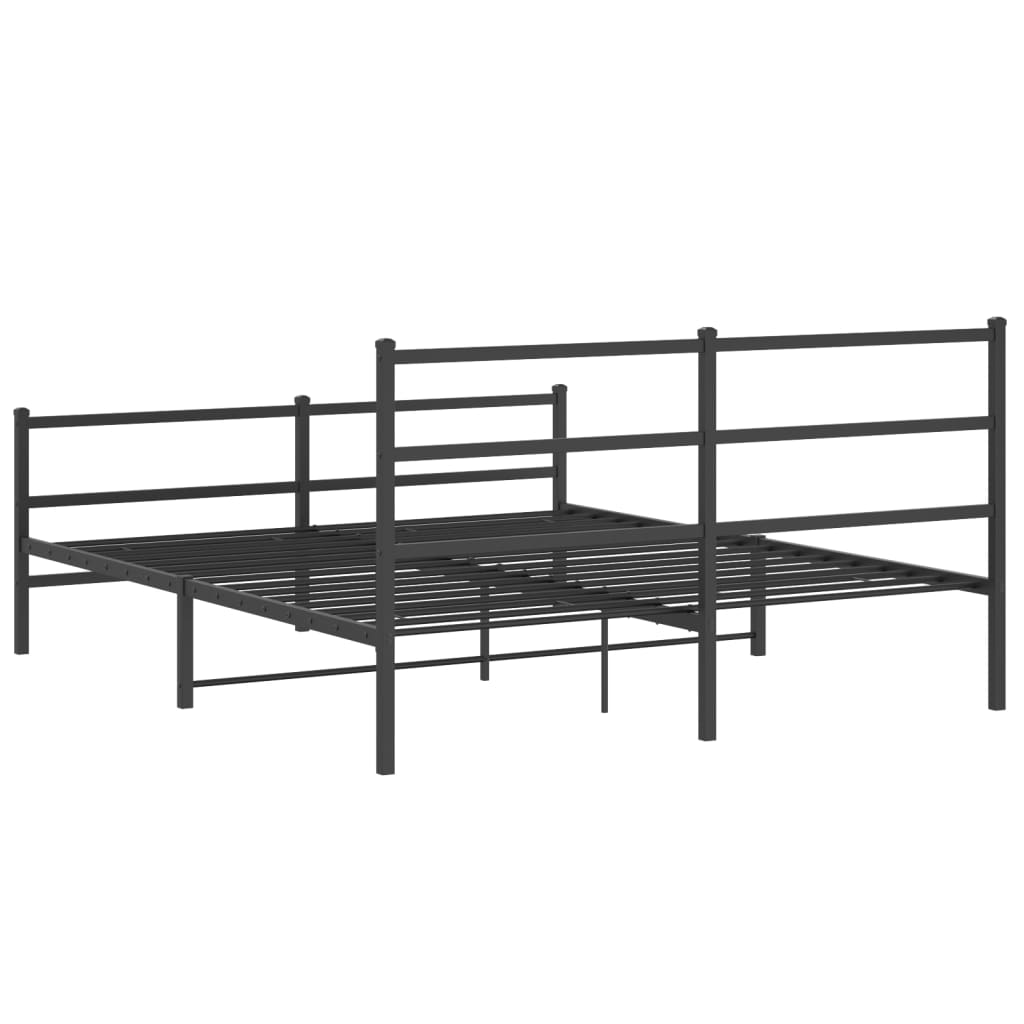 Metal Bed Frame with Headboard and Footboard Black 160x200 cm