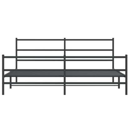 Metal Bed Frame with Headboard and Footboard Black 193x203 cm