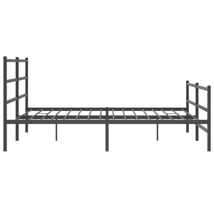 Metal Bed Frame with Headboard and Footboard Black 193x203 cm