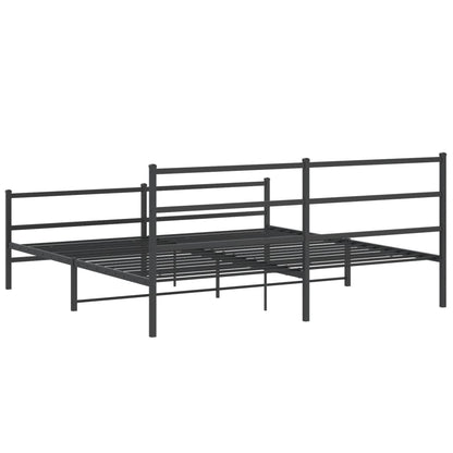 Metal Bed Frame with Headboard and Footboard Black 193x203 cm