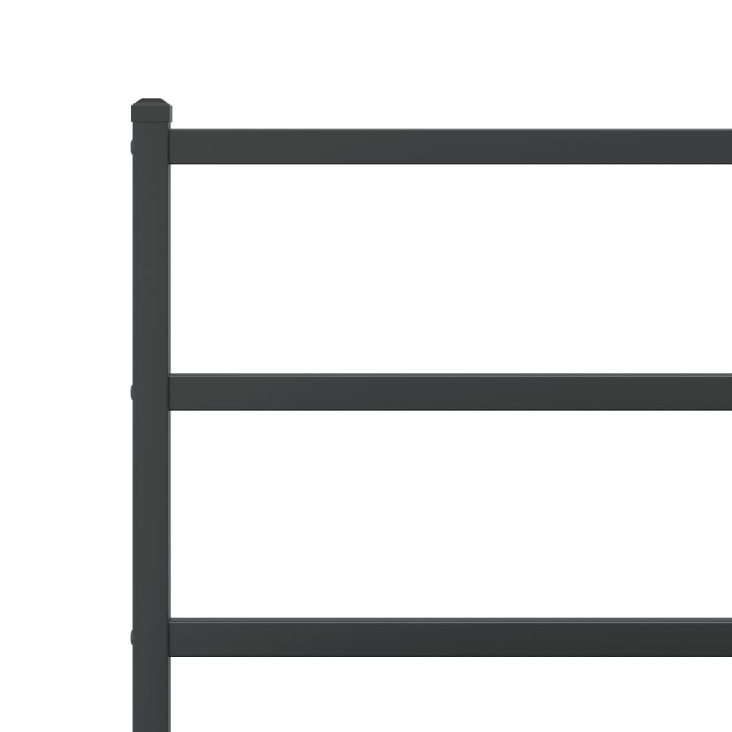 Metal Bed Frame with Headboard and Footboard Black 193x203 cm