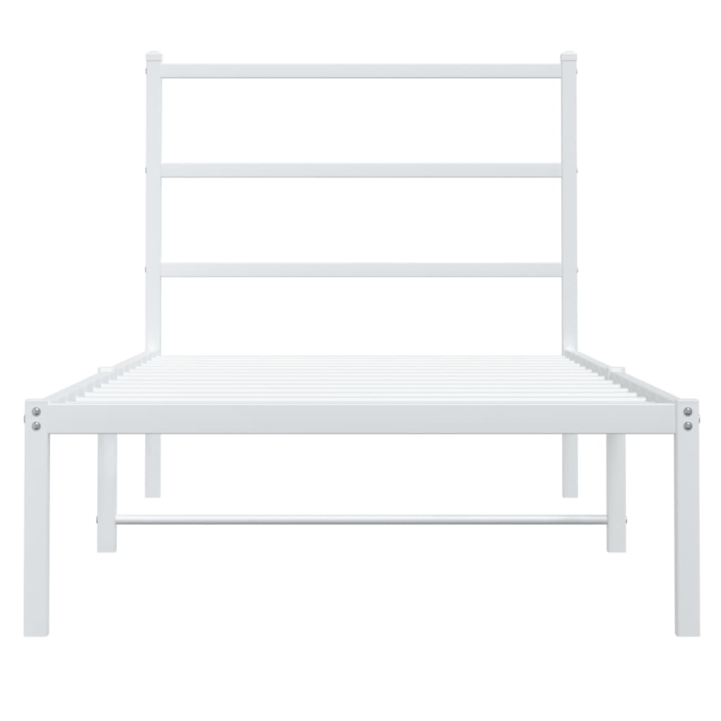 Metal Bed Frame with Headboard White 90x200 cm