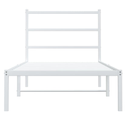 Metal Bed Frame with Headboard White 90x200 cm