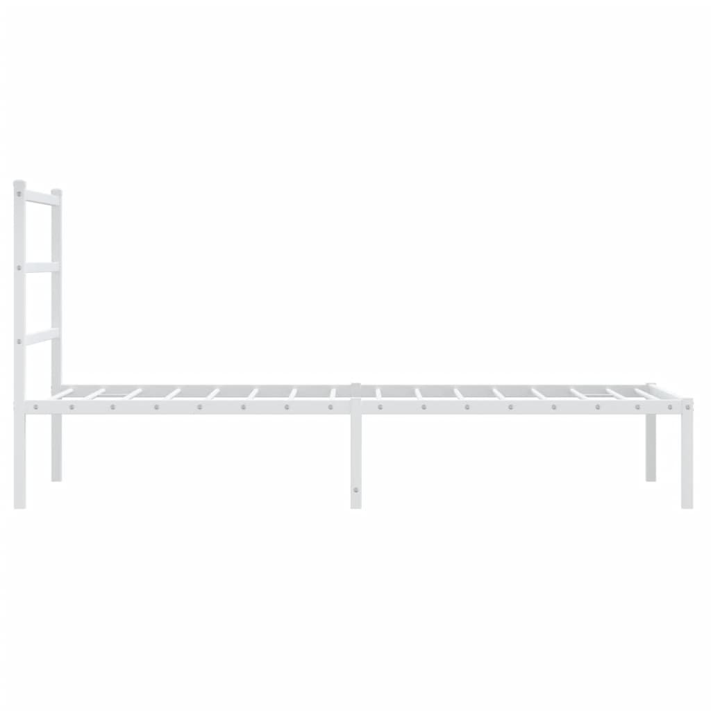 Metal Bed Frame with Headboard White 90x200 cm