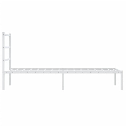 Metal Bed Frame with Headboard White 90x200 cm