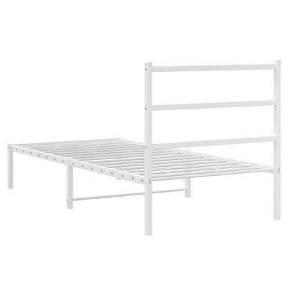 Metal Bed Frame with Headboard White 90x200 cm