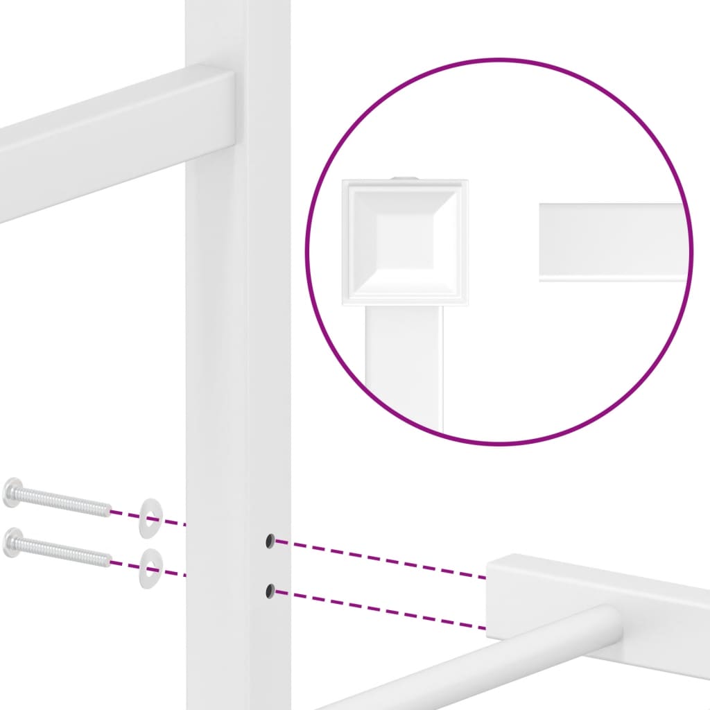 Metal Bed Frame with Headboard White 90x200 cm