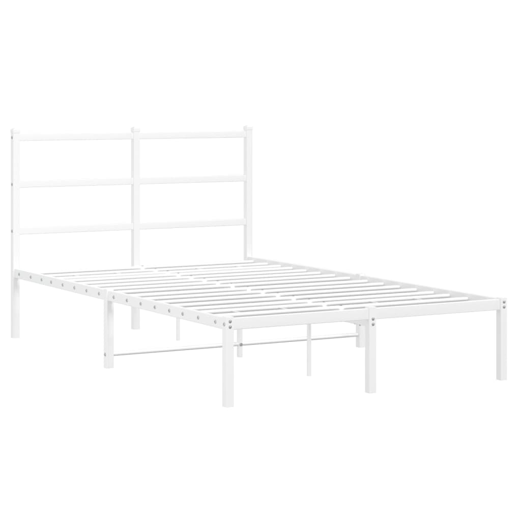 Metal Bed Frame with Headboard White 120x190 cm Small Double