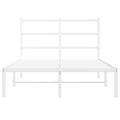 Metal Bed Frame with Headboard White 120x190 cm Small Double