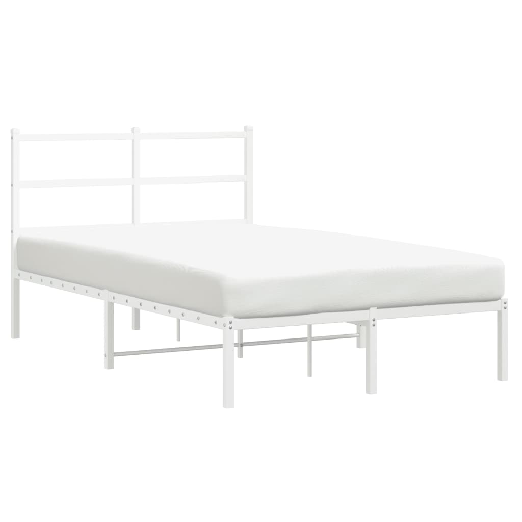 Metal Bed Frame with Headboard White 120x200 cm