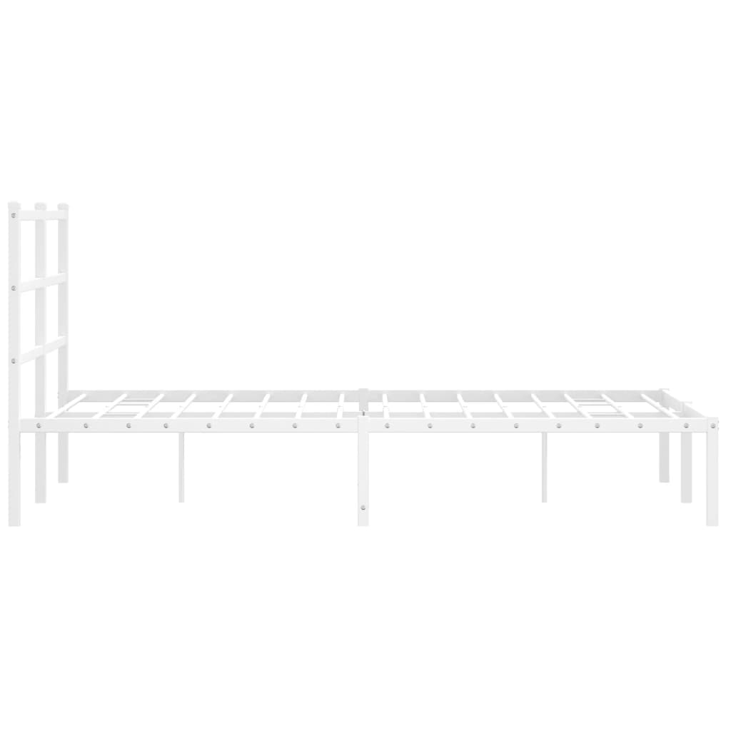 Metal Bed Frame with Headboard White 120x200 cm