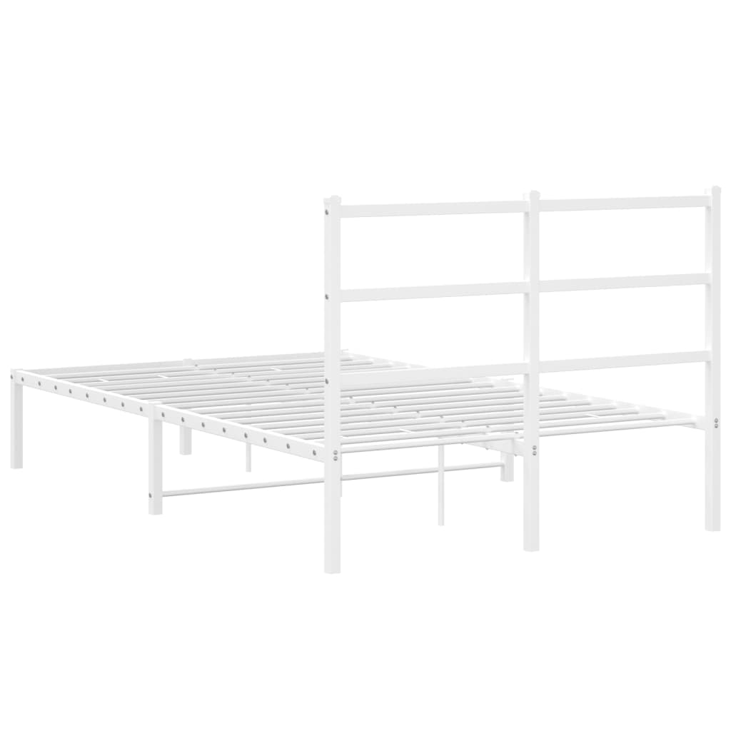 Metal Bed Frame with Headboard White 120x200 cm