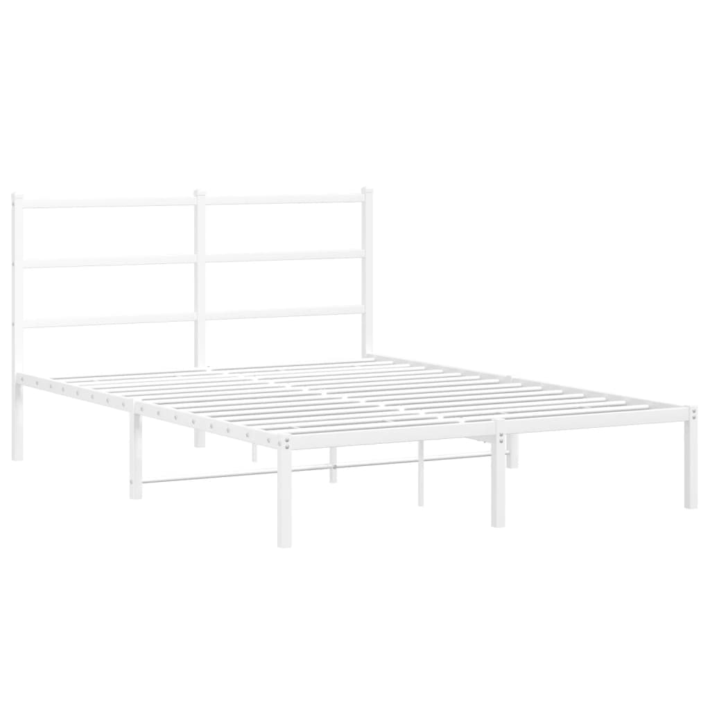Metal Bed Frame with Headboard White 140x200 cm