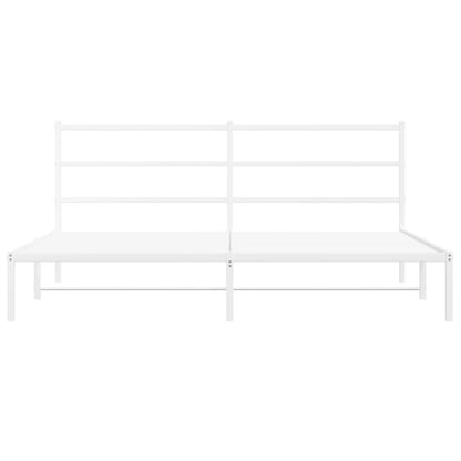 Metal Bed Frame with Headboard White 180x200 cm Super King Size