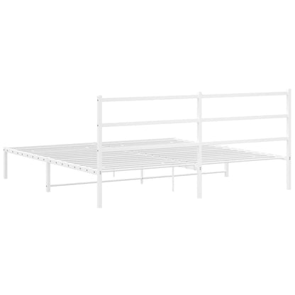 Metal Bed Frame with Headboard White 180x200 cm Super King Size