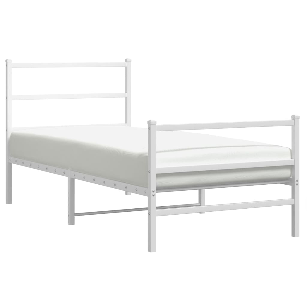 Metal Bed Frame with Headboard and Footboard White 90x200 cm