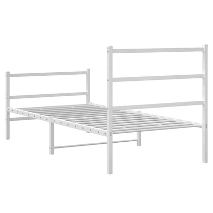 Metal Bed Frame with Headboard and Footboard White 90x200 cm