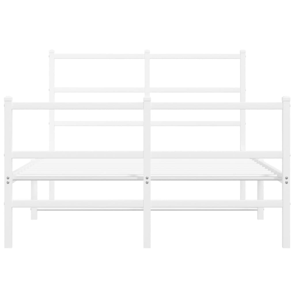 Metal Bed Frame with Headboard and Footboard White 120x200 cm
