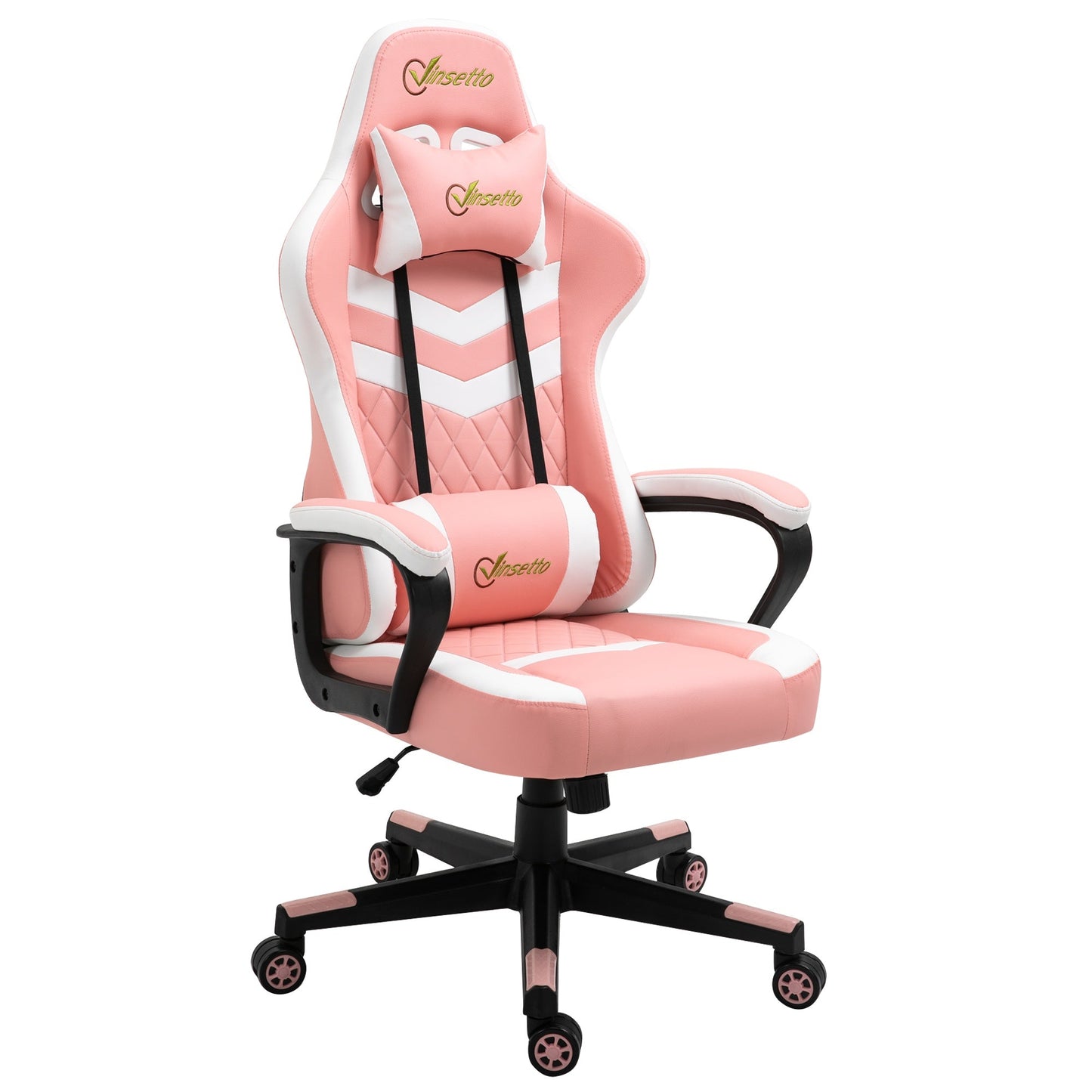 Vinsetto Racing Gaming Chair w/ Lumbar Support, Headrest, Gamer Office Chair, Pink White