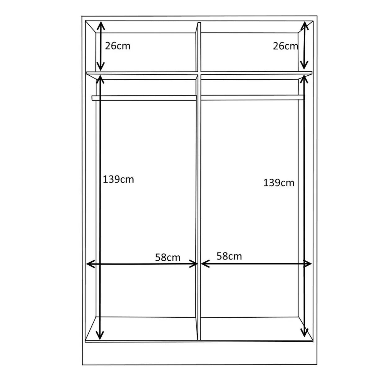 Reflect High Gloss XL 2 Door Sliding Wardrobe - Black & Walnut