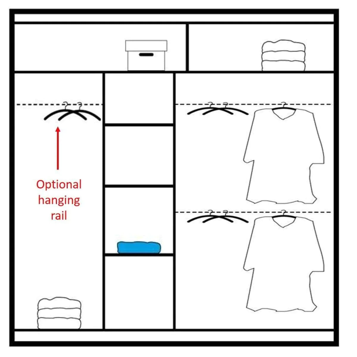 Highland Sliding Door Mirrored 203cm Wardrobe - White, Black