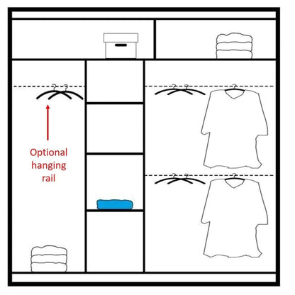 Highland Sliding Door Mirrored 203cm Wardrobe - White, Black