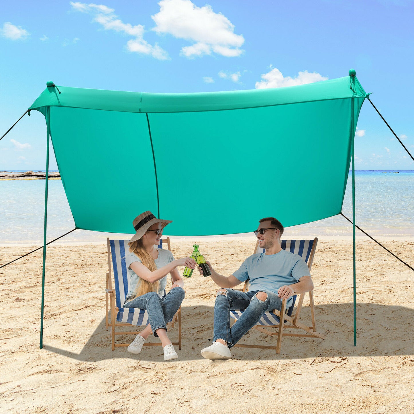 Portable Sunshade Canopy Waterproof Tent UPF 50 + UV 4 Sandbags